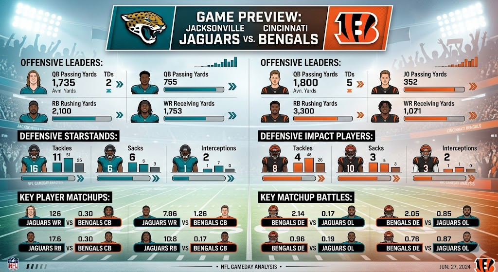 Jacksonville Jaguars vs Bengals Match Player Stats & Game Preview