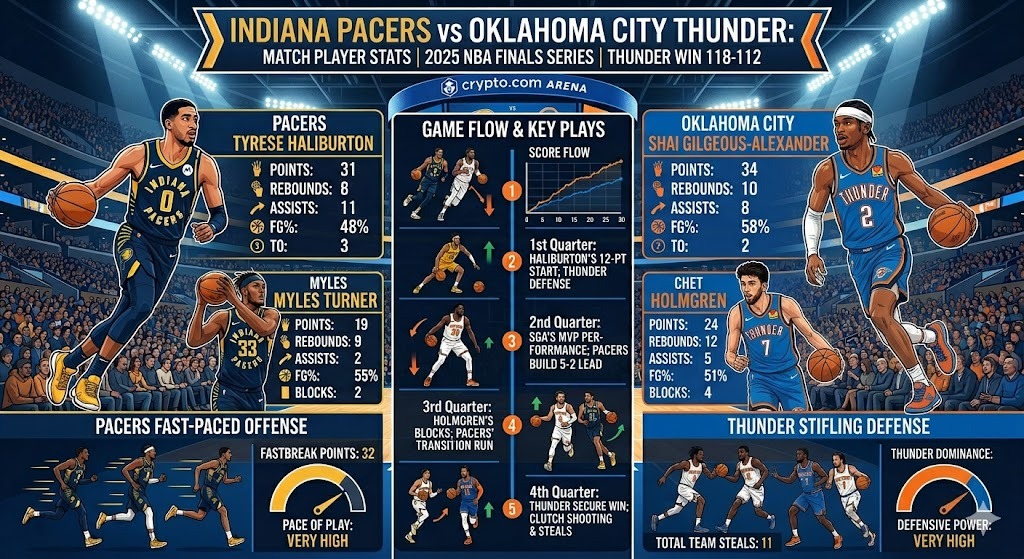 Indiana Pacers vs Oklahoma City Thunder Match Player Stats & Highlights